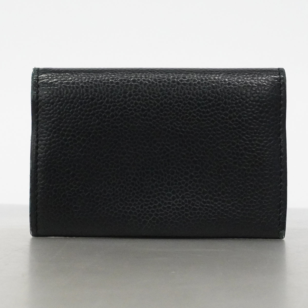 【6fd6280-k】シャネル カードケース キャビアスキン ブラック シルバー金具【中古】レディース
