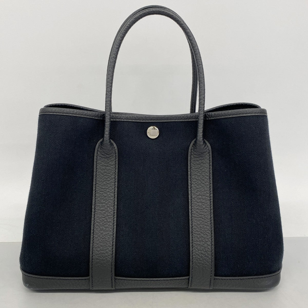 【6fe6345】エルメス トートバッグ ガーデンパーティTPM キャンバス ブラック シルバー金具 T刻印【中古】レディース