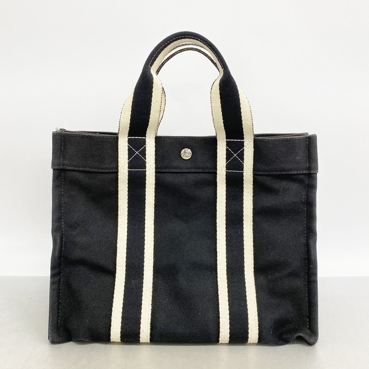 【6fe6420】エルメス トートバッグ ボラボラPM キャンバス ブラック シルバー金具【中古】レディース