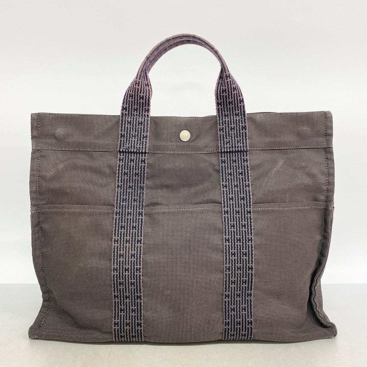 【6fe6490】エルメス トートバッグ エールラインMM キャンバス グレー シルバー金具【中古】メンズ レディース ユニセックス