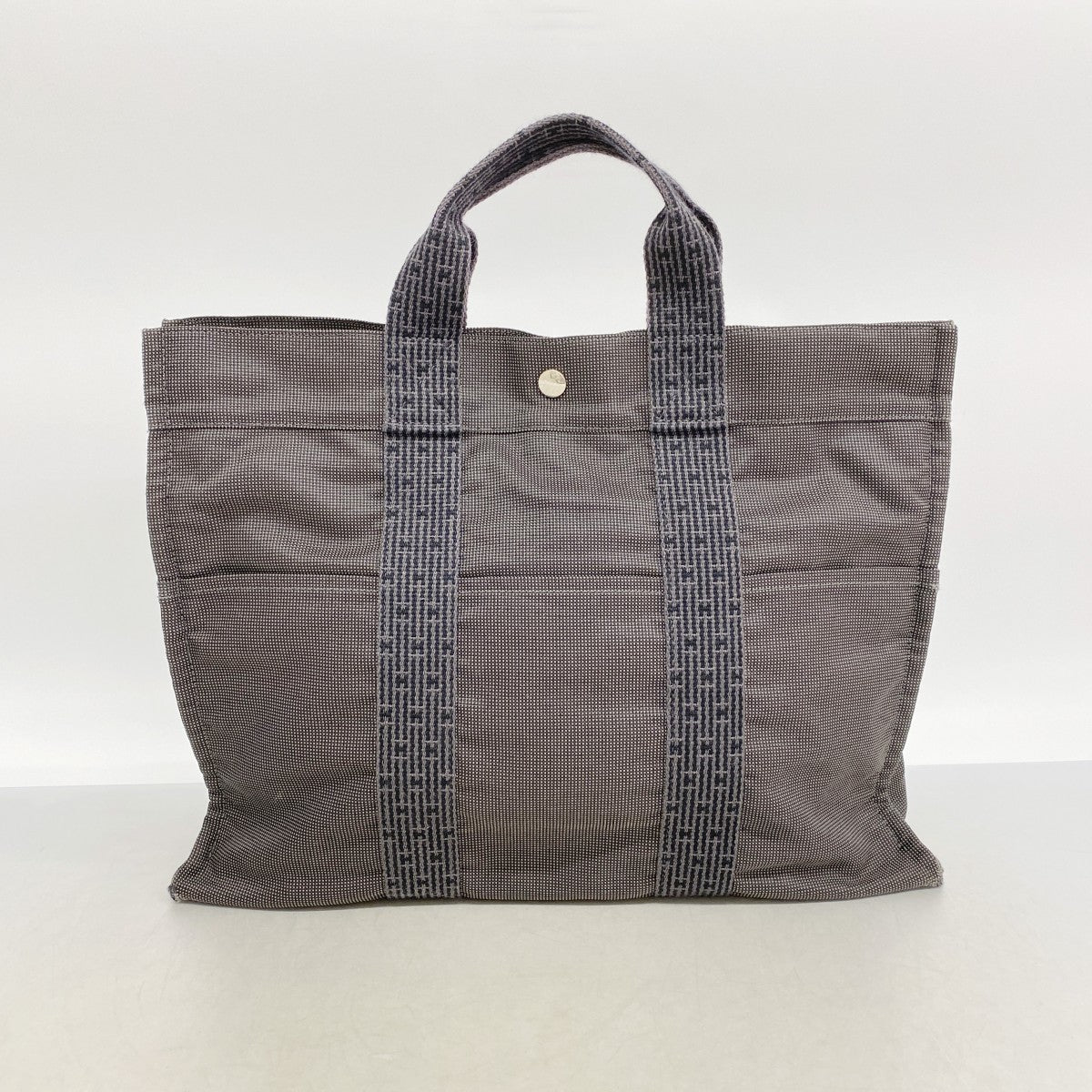 【6fe6915】エルメス トートバッグ エールラインMM キャンバス グレー シルバー金具【中古】メンズ レディース ユニセックス