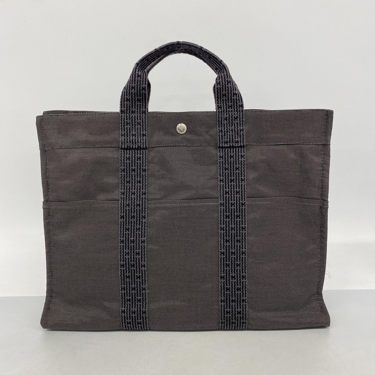 【6ga0073-k】エルメス トートバッグ エールラインMM キャンバス グレー シルバー金具【中古】メンズ レディース ユニセックス