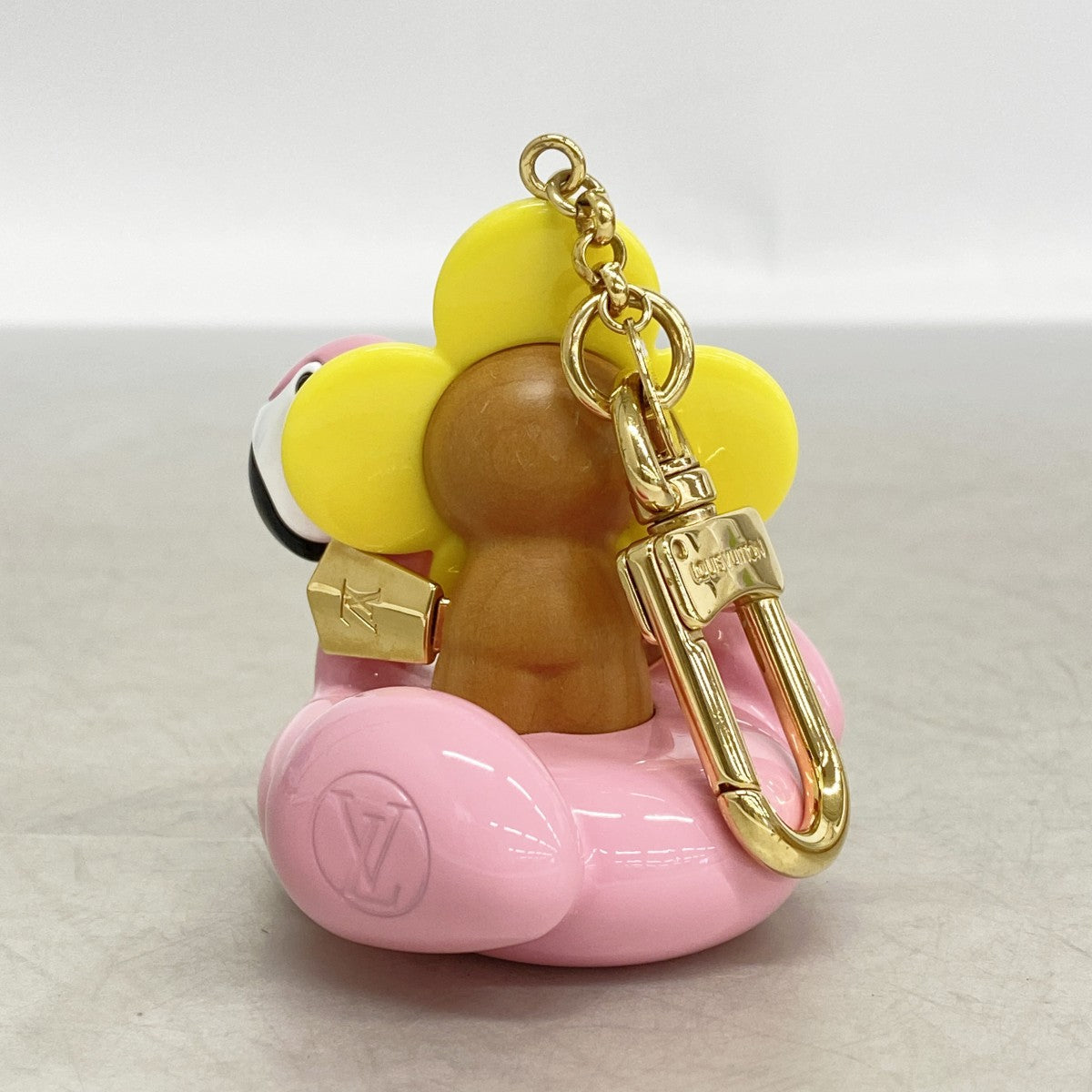 【6ga0107】ルイヴィトン キーホルダー・チャーム ポルトクレ ヴィヴィエンヌ フラミンゴ M00668 ピンク イエロー ブラウン【中古】レディース