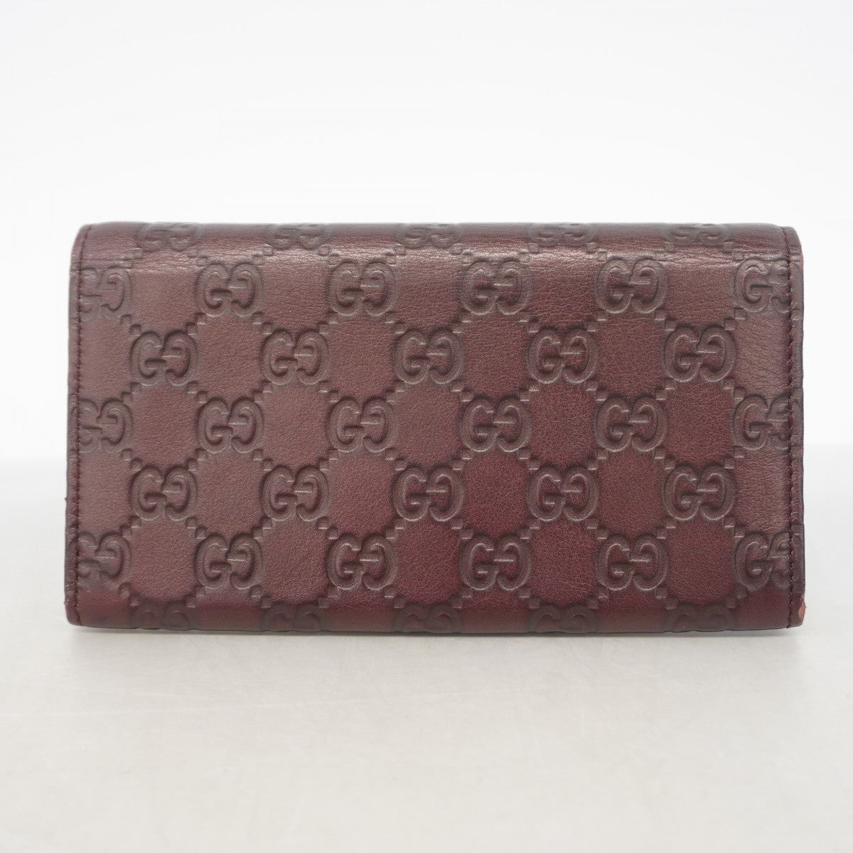 【6ga0243】グッチ 長財布 グッチシマ 244946 レザー ダークブラウン シャンパンゴールド金具【中古】レディース