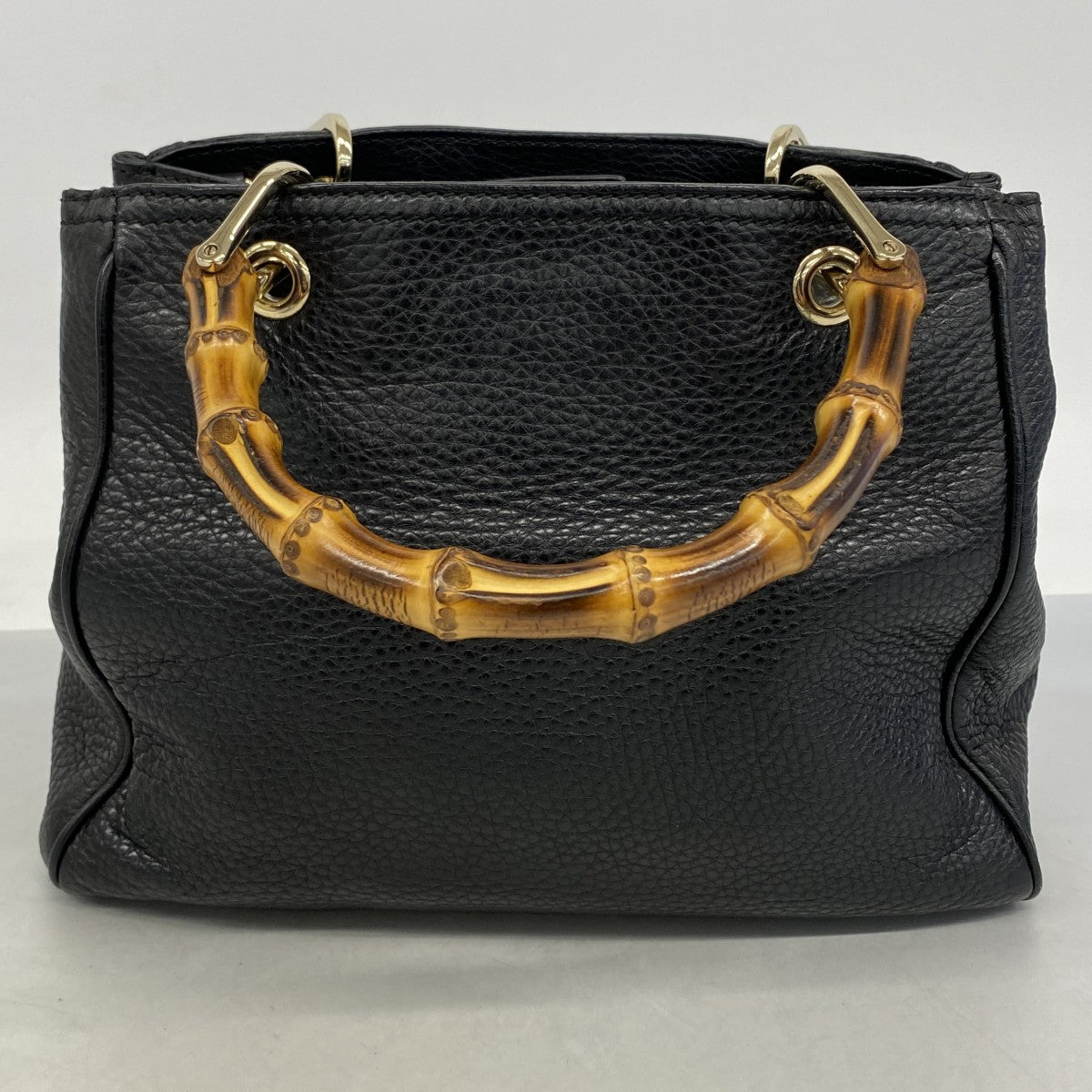 【6ga0272】グッチ ハンドバッグ バンブー 336032 レザー ブラック シャンパンゴールド金具【中古】レディース