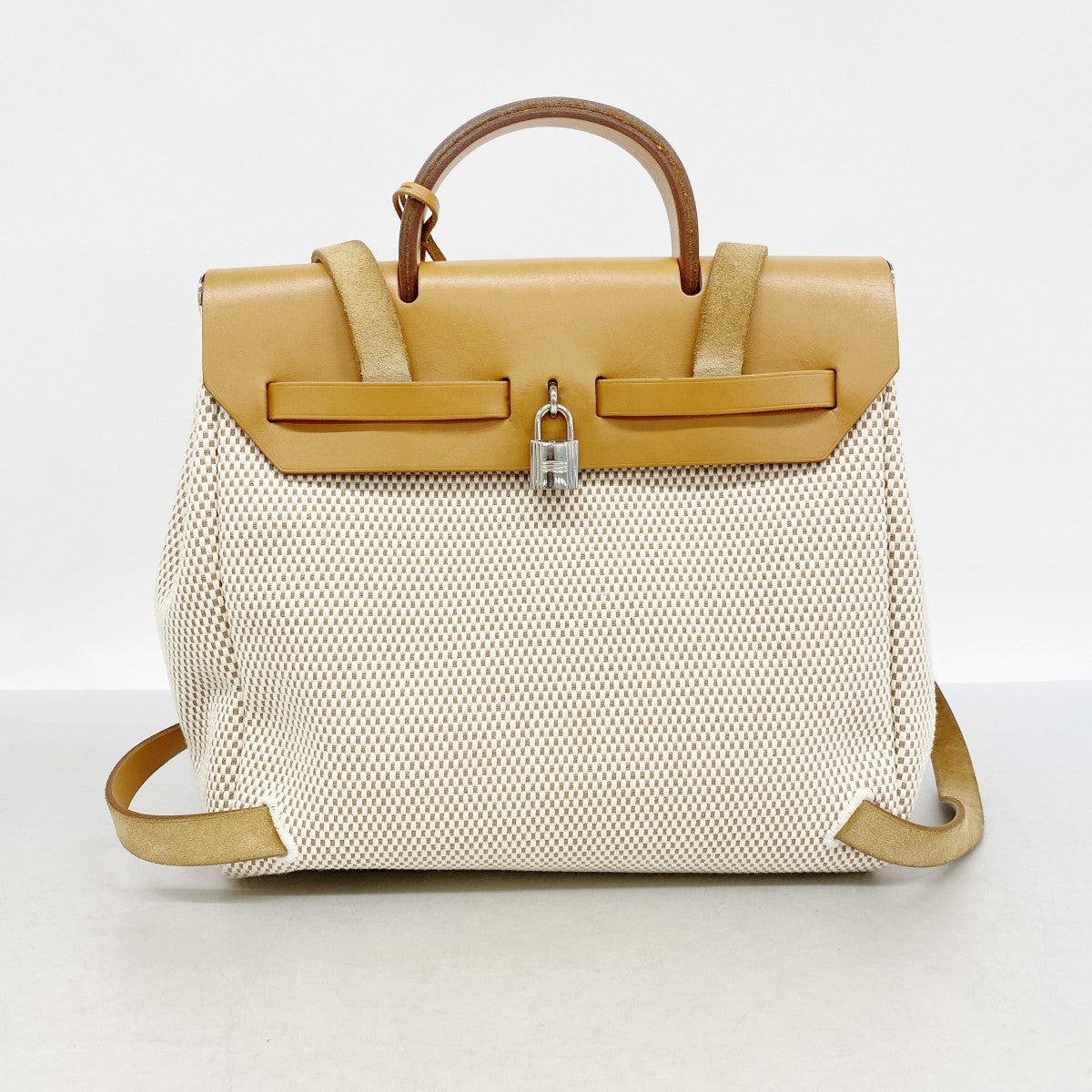 【6ga0521】エルメス リュック・デイパック エールバッグアドPM トワルGM ナチュラル シルバー金具 □H刻印【中古】レディース