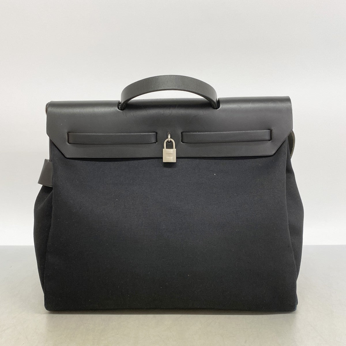 【6ga0696】エルメス ハンドバッグ エールバッグMM トワルオフィシエ ブラック シルバー金具 □F刻印 2wayバッグ【中古】メンズ レディース ユニセックス