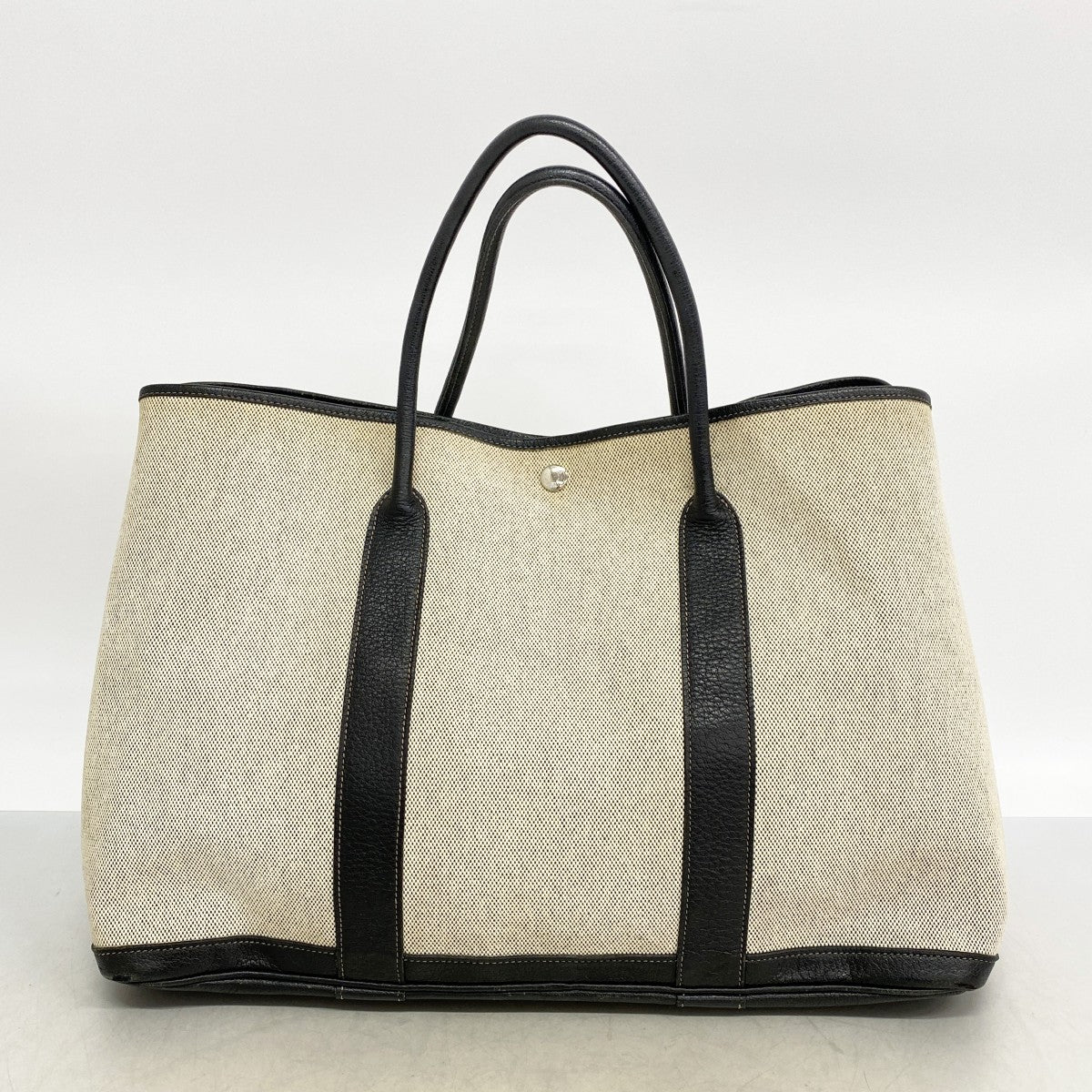 【6ga0727】エルメス トートバッグ ガーデンパーティGM トワルアッシュ ブラック シルバー金具 □J刻印【中古】メンズ レディース ユニセックス