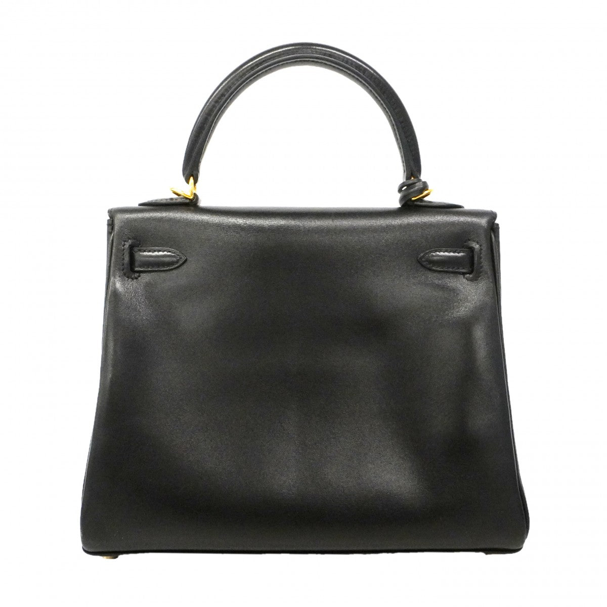 【6ga0784】エルメス ハンドバッグ ケリー25 ボックスカーフ ブラック ゴールド金具 □M刻印 2wayバッグ【中古】レディース