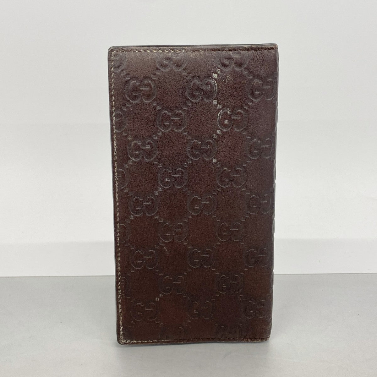 【6gc2420】グッチ 長札入れ グッチシマ 224183 レザー ブラウン【中古】メンズ
