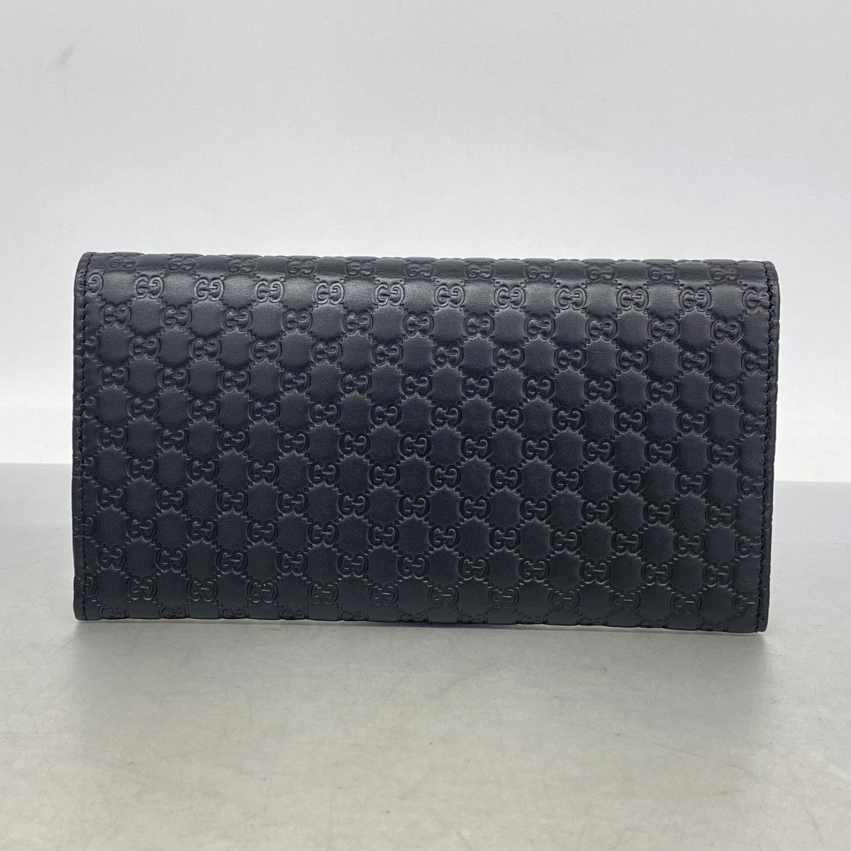 【6gc2421-k】グッチ 長財布 マイクログッチシマ 449396 レザー ブラック シャンパンゴールド金具【中古】メンズ レディース ユニセックス