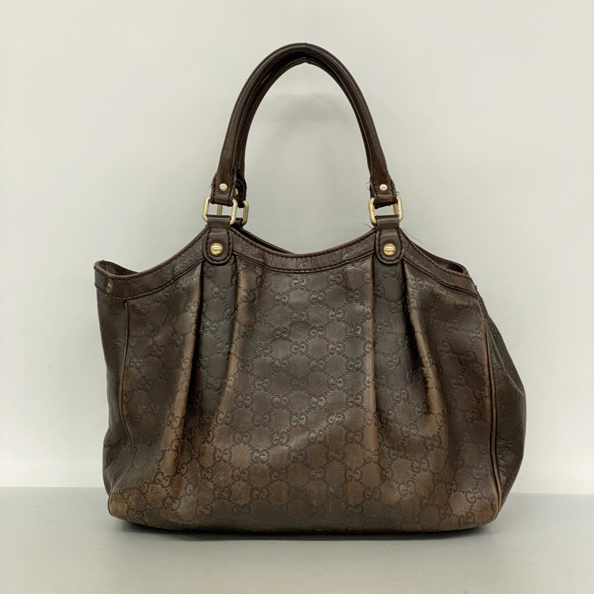 【6gc2436-k】グッチ トートバッグ グッチシマ スーキー 211944 レザー ブラウン ゴールド金具【中古】レディース