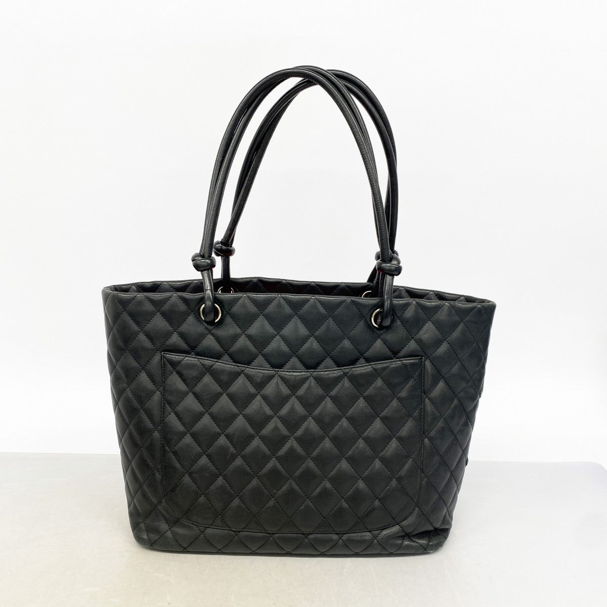 【6gc2548】シャネル トートバッグ カンボン ラムスキン ブラック シルバー金具【中古】レディース