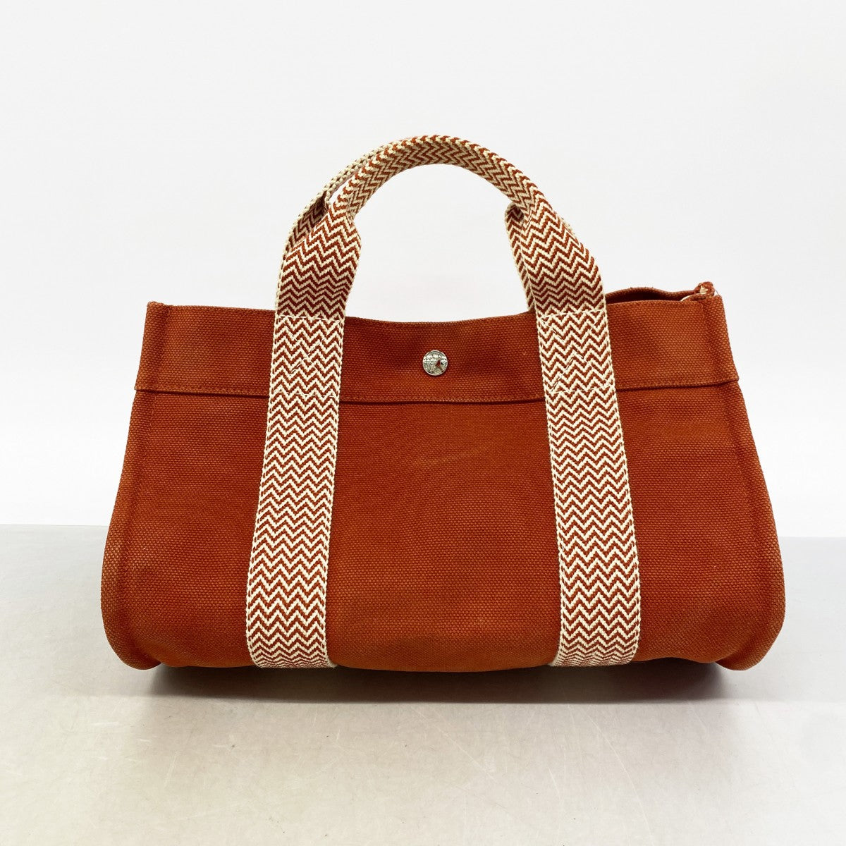 【6gc2671】エルメス ハンドバッグ カンヌPM キャンバス オレンジ シルバー金具【中古】レディース