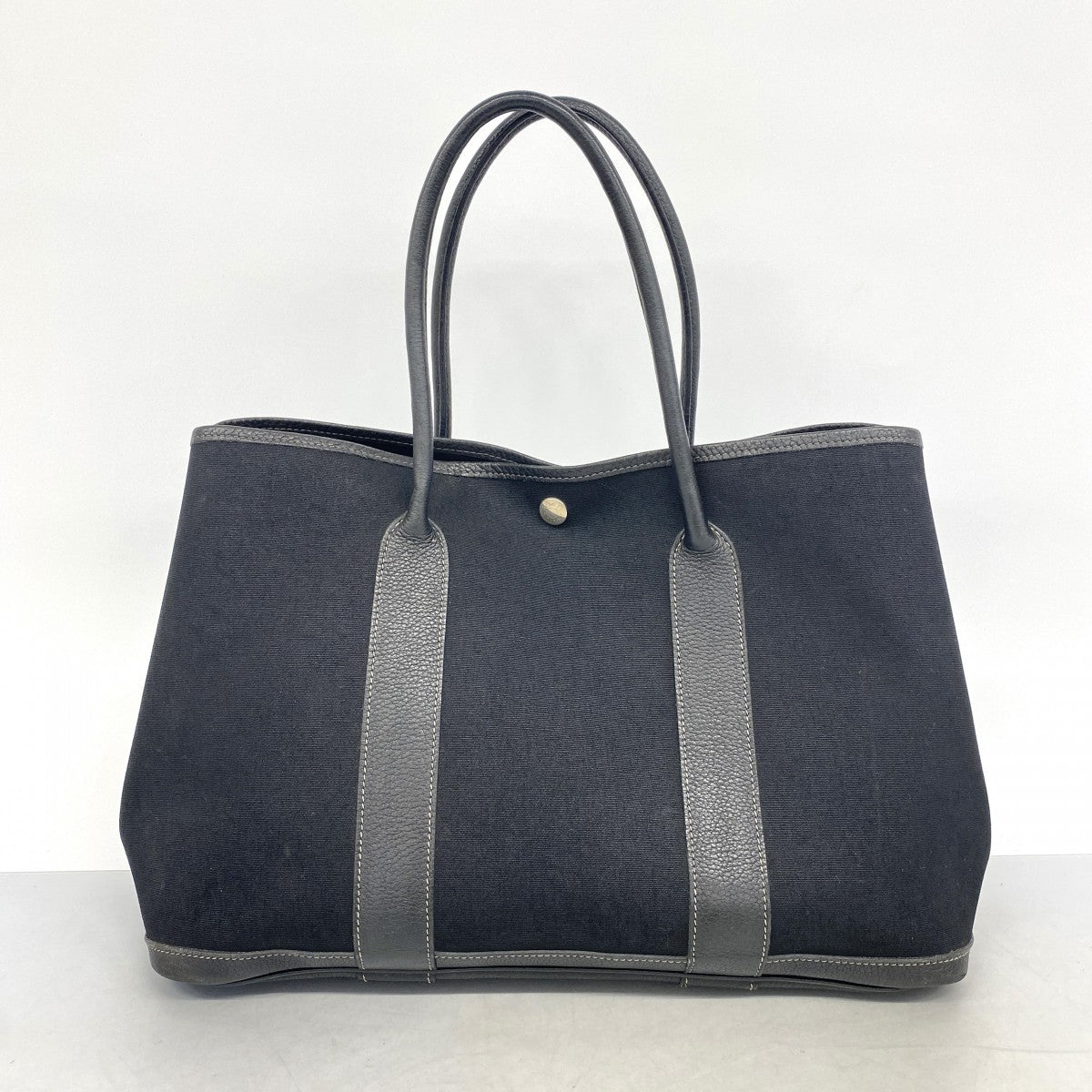 【6gc2766-h】エルメス トートバッグ ガーデンパーティPM トワルオフィシエ ブラック シルバー金具 □G刻印【中古】レディース