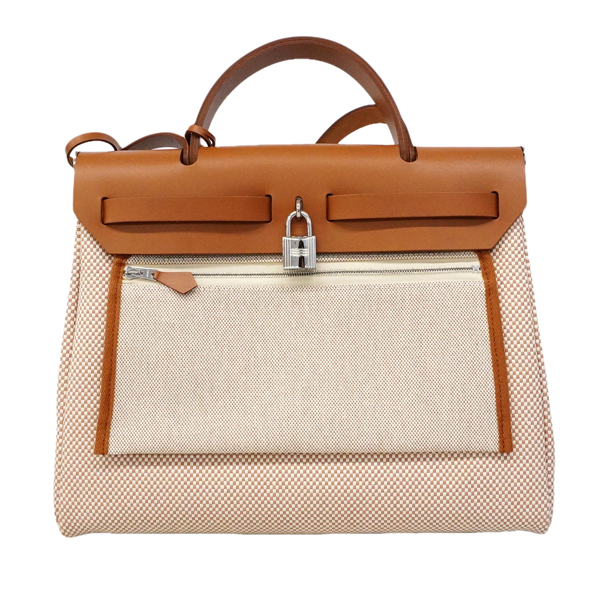 【6gc3181】エルメス ハンドバッグ エールバッグジップPM トワルGM ゴールド シルバー金具 G刻印 2wayバッグ【中古】レディース