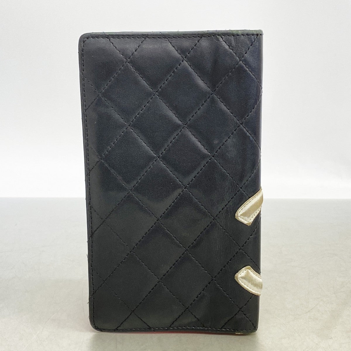 【6gc3312-k】シャネル 長財布 カンボン ラムスキン ブラック シルバー金具【中古】レディース