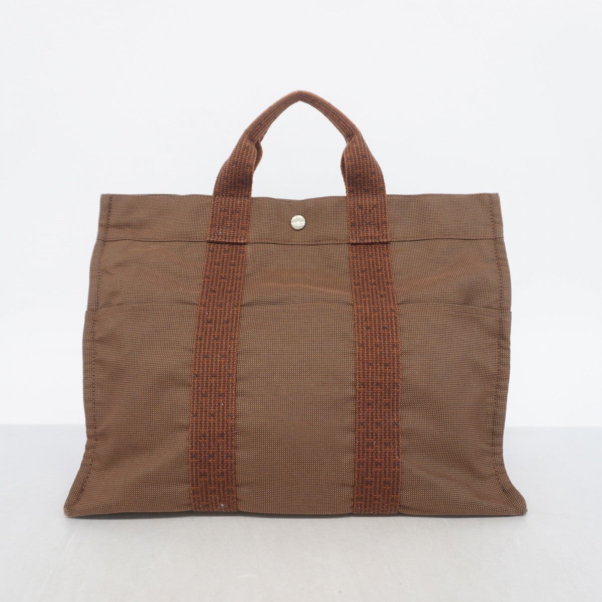 【6gc3405-k】エルメス トートバッグ エールラインMM キャンバス ブラウン シルバー金具【中古】メンズ レディース ユニセックス
