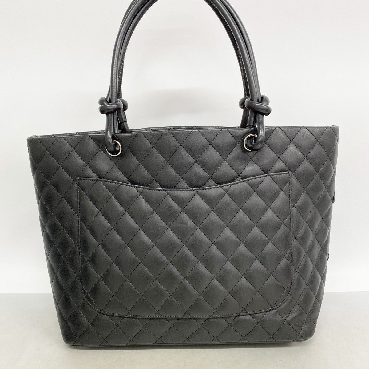 【6gc3562-k】シャネル トートバッグ カンボン ラムスキン ブラック シルバー金具【中古】レディース
