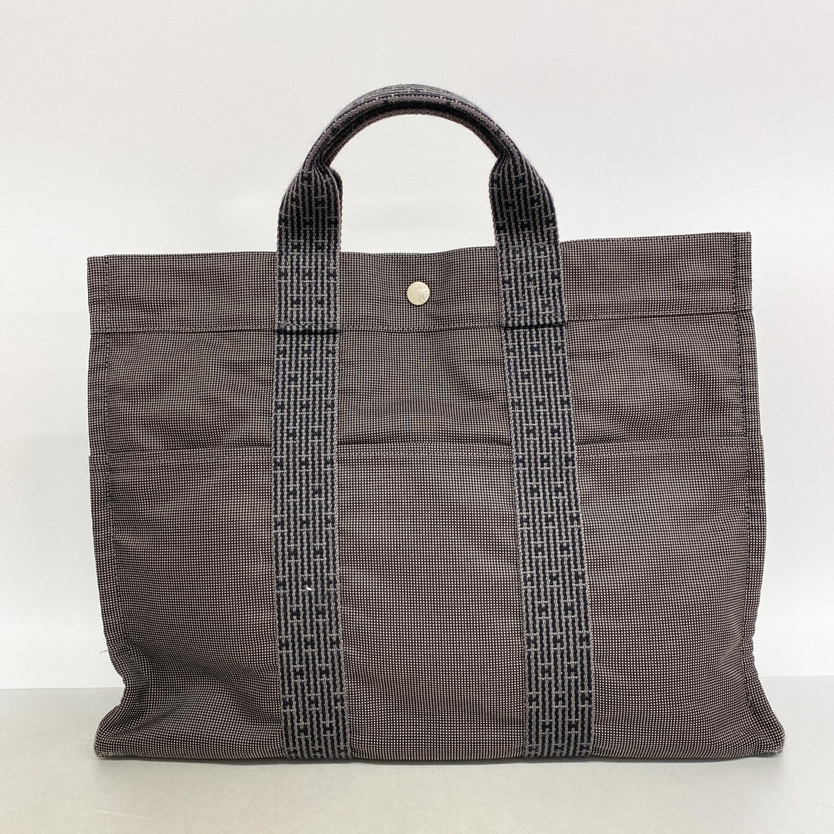 【6gc3574-k】エルメス トートバッグ エールラインMM キャンバス グレー シルバー金具【中古】メンズ レディース ユニセックス