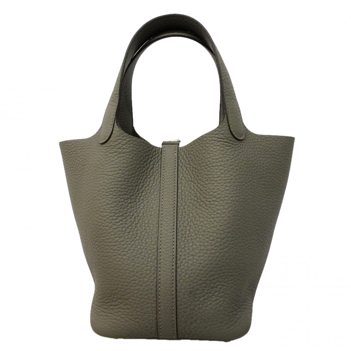 【6gc3646】エルメス ハンドバッグ ピコタンロックPM トリヨンクレマンス グリメイヤー シルバー金具 K刻印【中古】レディース