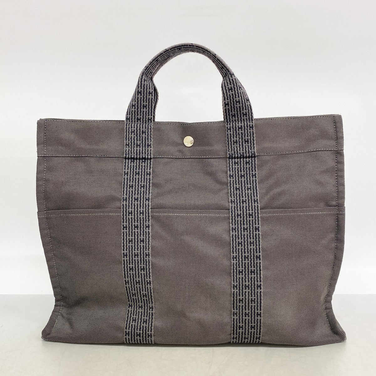【6gc3659-k】エルメス トートバッグ エールラインMM キャンバス グレー シルバー金具【中古】メンズ レディース ユニセックス
