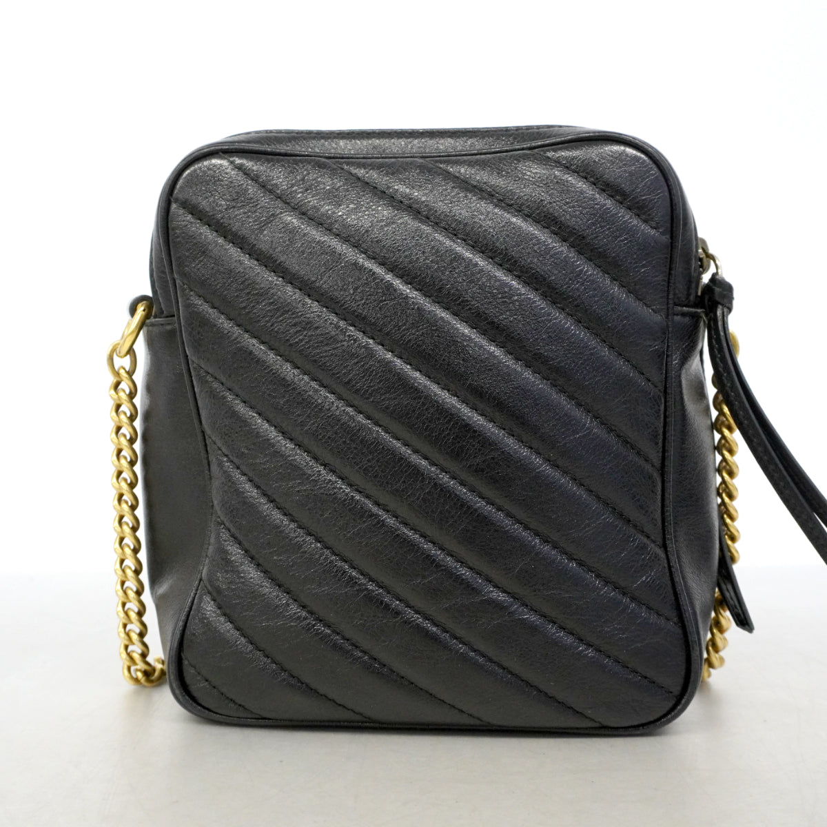 【6gd3862-k】グッチ ショルダーバッグ GGマーモント 550155 レザー ブラック ゴールド金具【中古】レディース