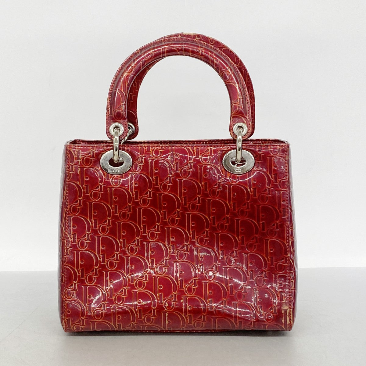 【6gd3965】クリスチャンディオール ハンドバッグ トロッター レザー レッド シルバー金具 2wayバッグ【中古】レディース