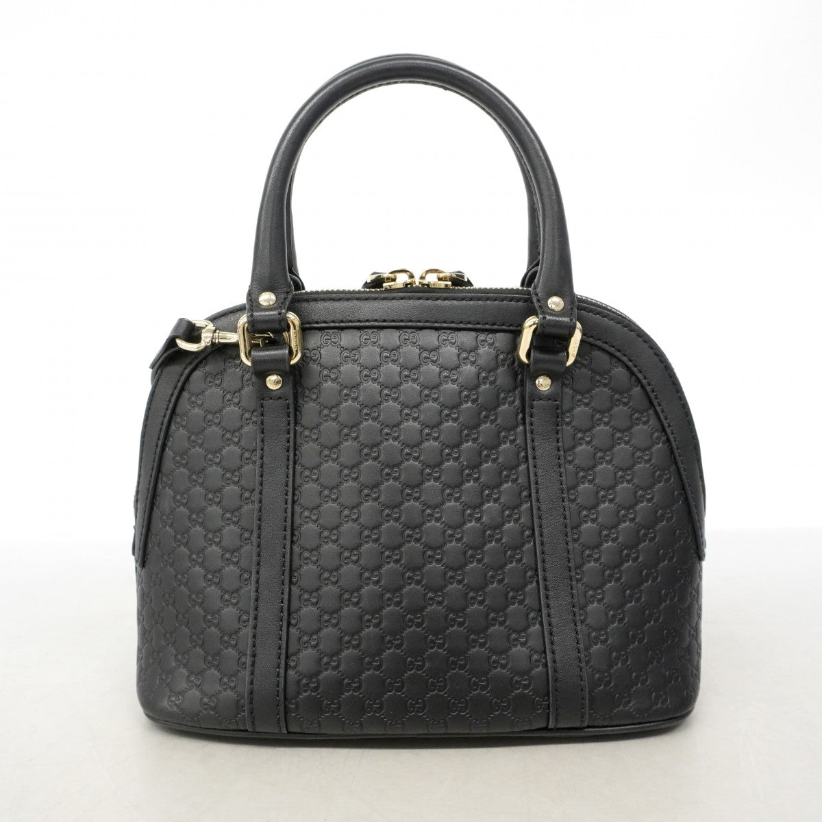【6gd4086-k】グッチ ハンドバッグ マイクログッチシマ 449654 レザー ブラック シャンパンゴールド金具 2wayバッグ【中古】レディース