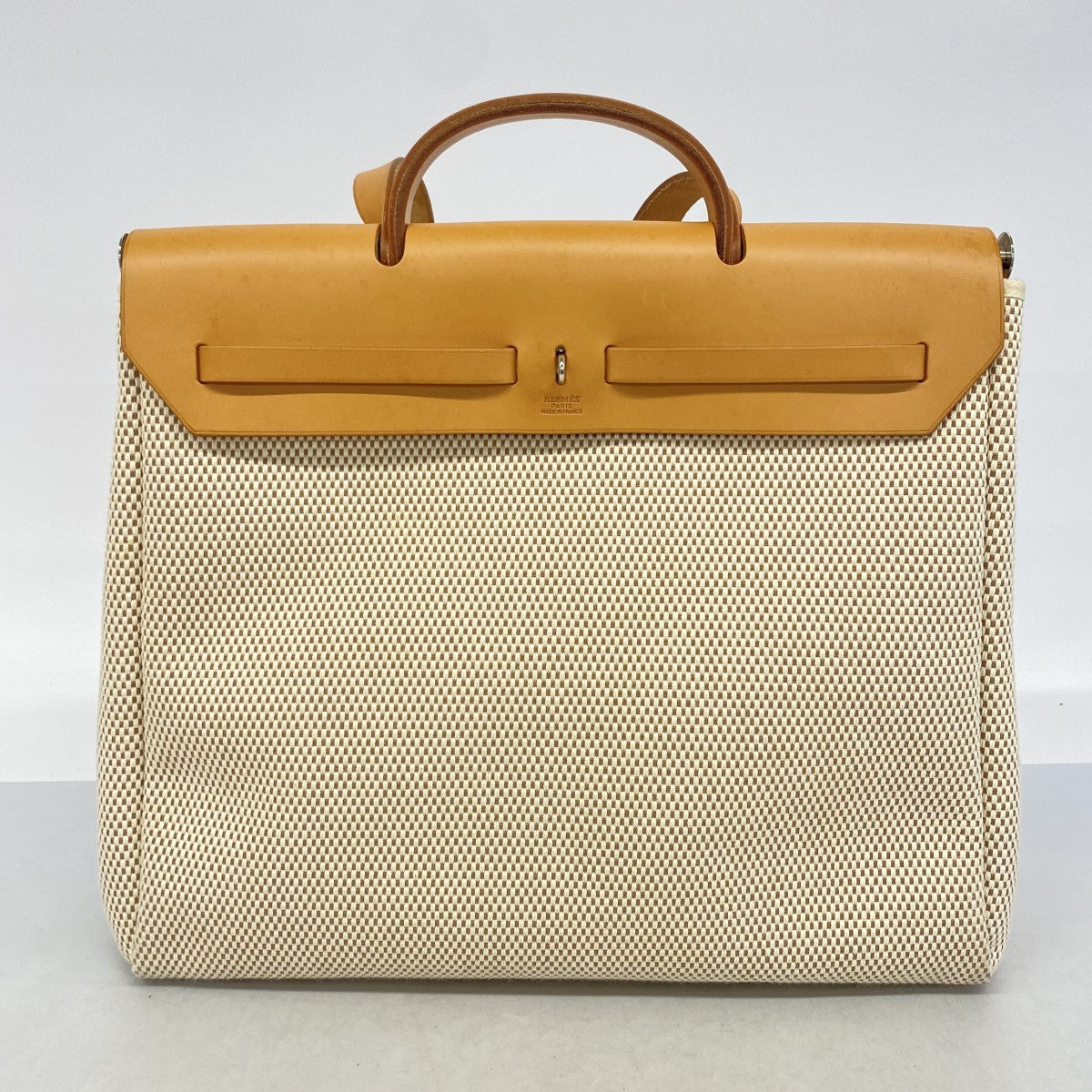 【6gd4111】エルメス ハンドバッグ エールバッグMM トワルGM ナチュラル シルバー金具 □G刻印 2wayバッグ【中古】レディース