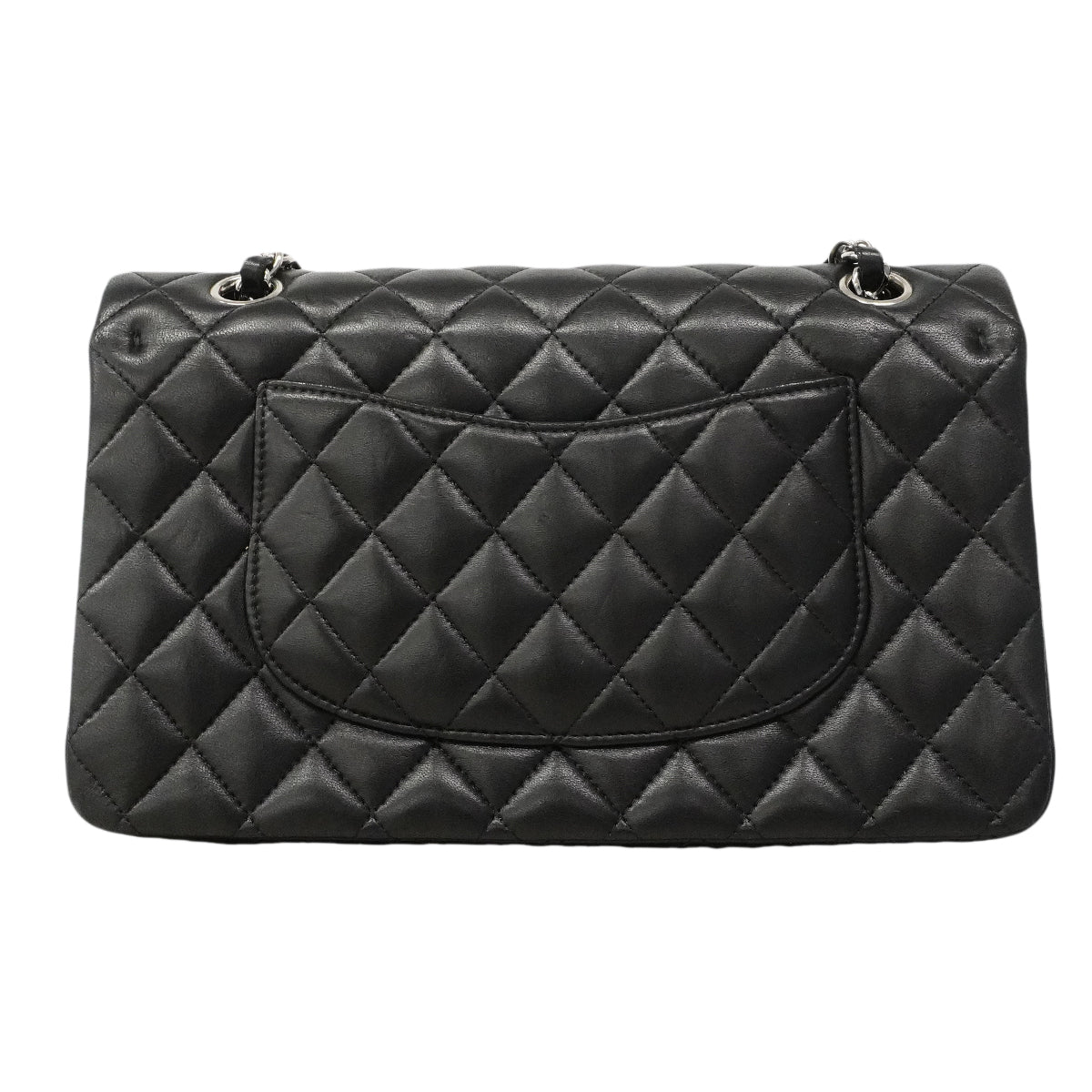 【6gd4381】シャネル ショルダーバッグ マトラッセ Wフラップ Wチェーン ラムスキン ブラック シルバー金具【中古】レディース