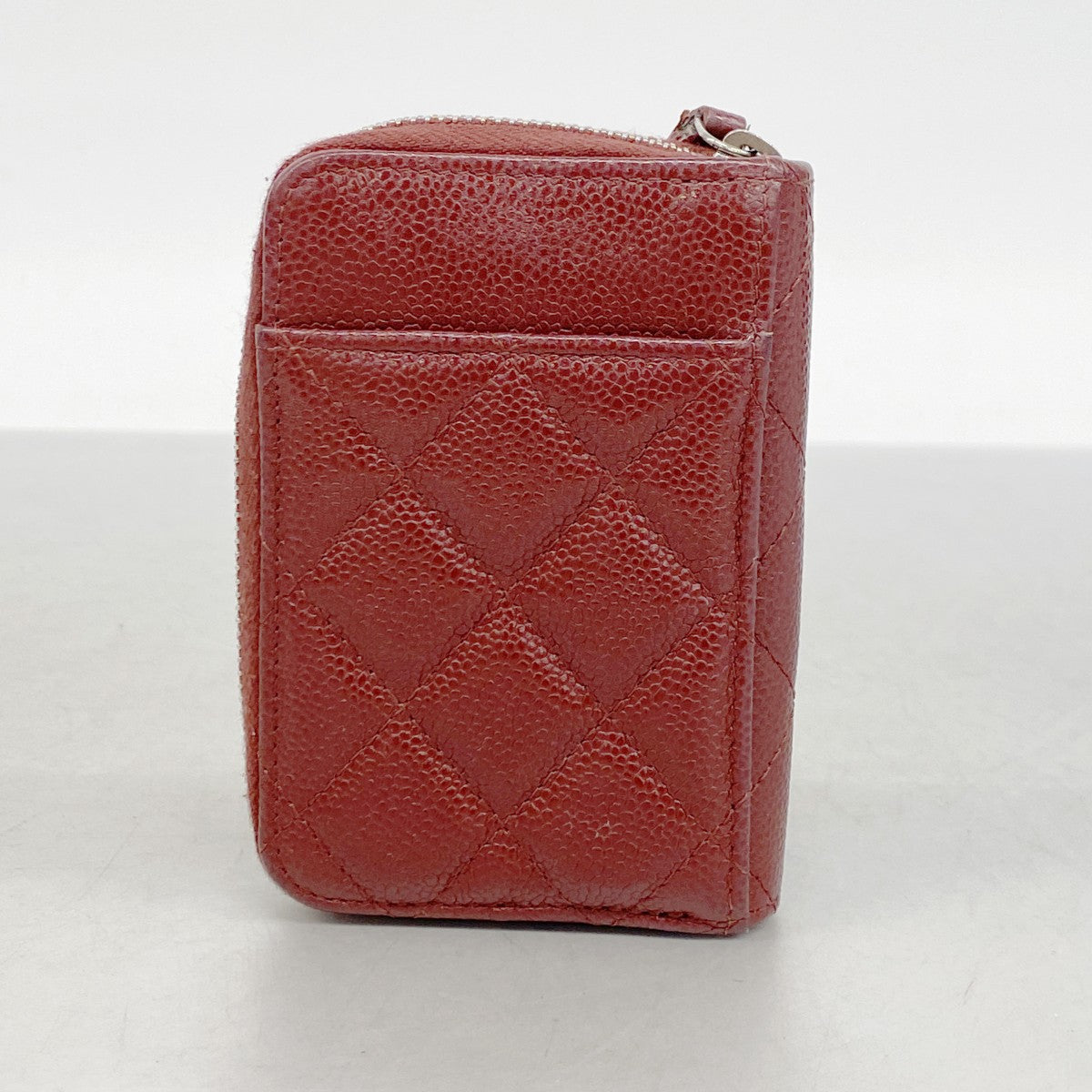 【6gd4409-k】シャネル コインケース マトラッセ キャビアスキン ボルドー シルバー金具【中古】レディース