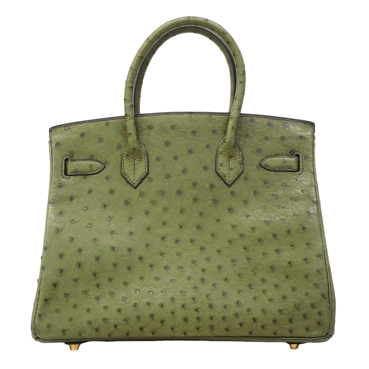 【6gd4447】エルメス ハンドバッグ バーキン30 オーストリッチ オリーブグリーン ゴールド金具 □D刻印【中古】レディース