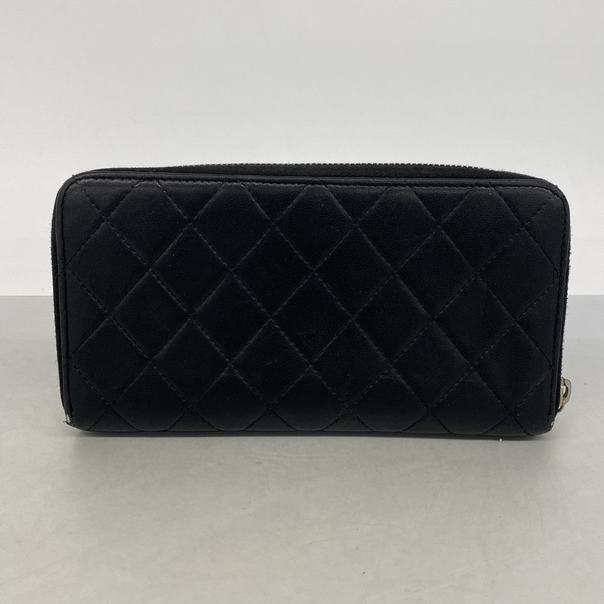 【6gd4467-k】シャネル 長財布 マトラッセ ラムスキン ブラック シルバー金具【中古】レディース