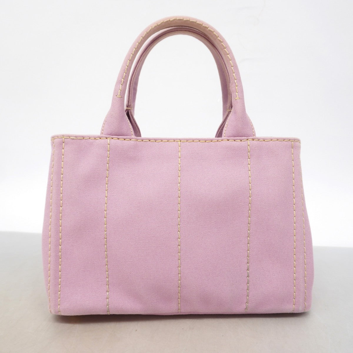 【6gd4531-k】プラダ トートバッグ カナパ キャンバス ピンク ゴールド金具 2wayバッグ【中古】レディース