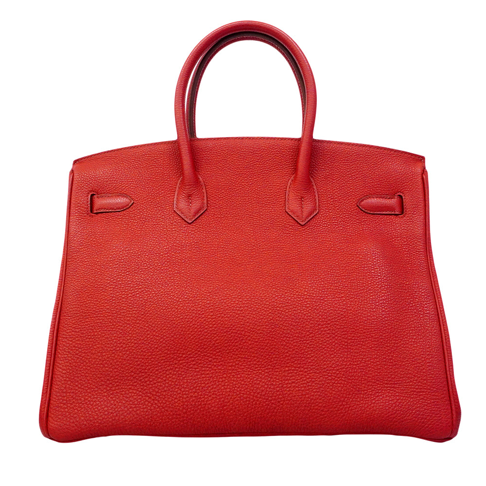 【6gd4710】エルメス ハンドバッグ バーキン35 トゴ ルージュカザック シルバー金具 □M刻印【中古】レディース