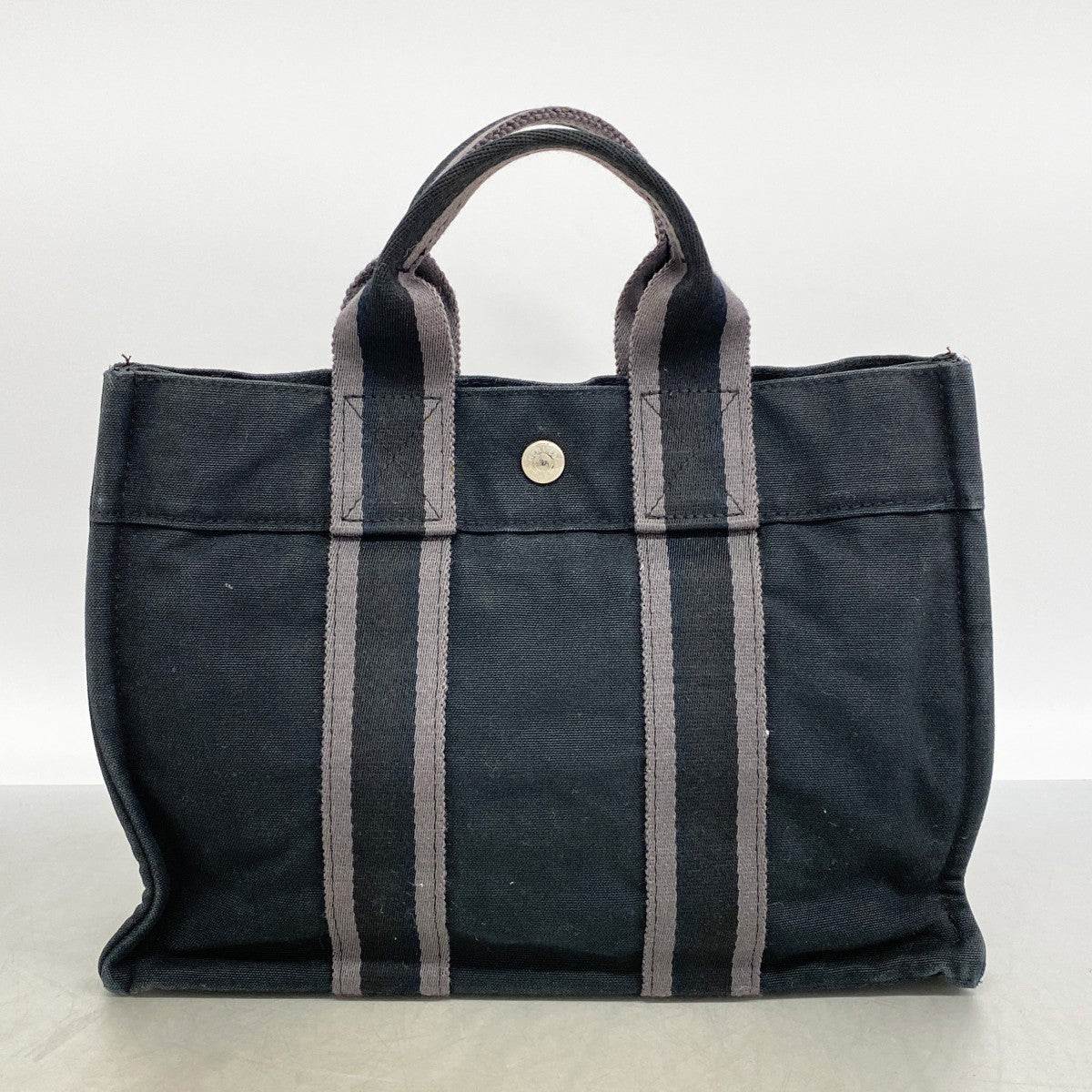 【6gd4763-k】エルメス トートバッグ フールトゥPM キャンバス ブラック シルバー金具【中古】レディース