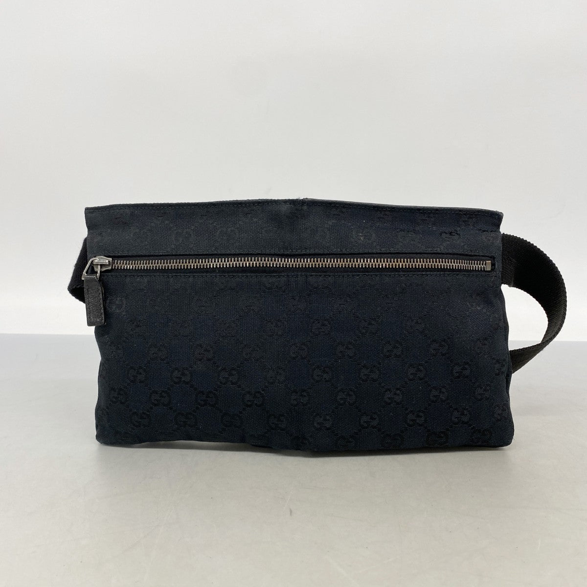 【6gd4786-k】グッチ ウエストバッグ GGキャンバス 28566 キャンバス ブラック シルバー金具【中古】メンズ レディース ユニセックス