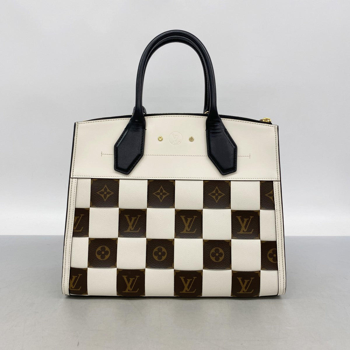 【6gd4789-k】ルイヴィトン ハンドバッグ モノグラム シティスティーマーMM M52833 アイボリー ブラウン ブラック 2wayバッグ【中古】レディース
