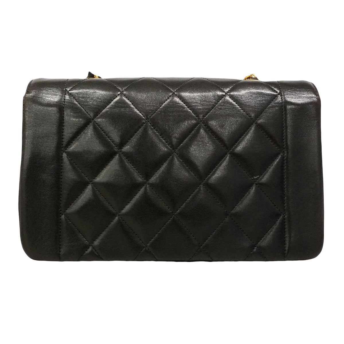 【6gd4854】シャネル ショルダーバッグ ダイアナ チェーンショルダー ラムスキン ブラック ゴールド金具【中古】レディース