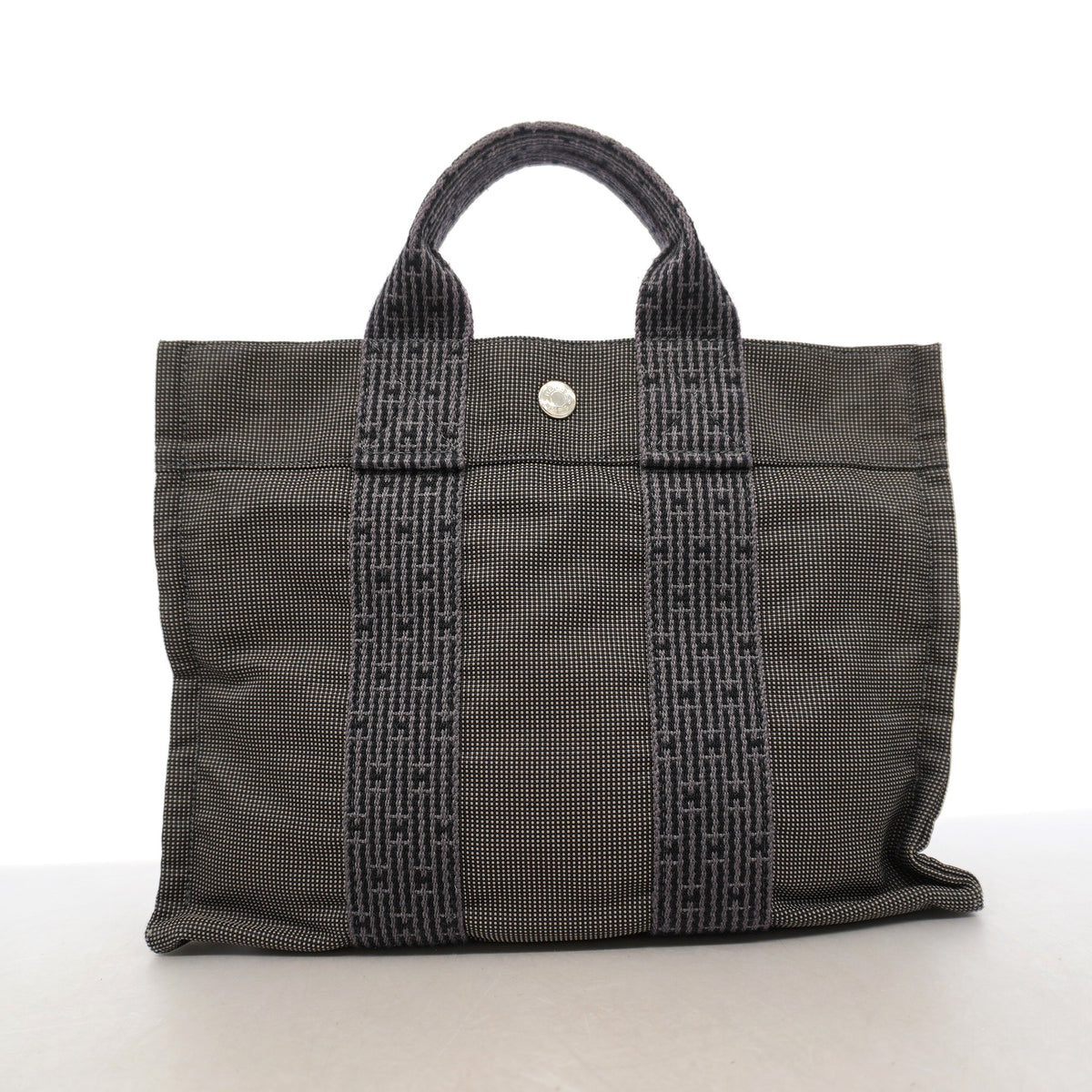 【6ge5444-k】エルメス ハンドバッグ エールラインPM ナイロン グレー シルバー金具【中古】メンズ レディース ユニセックス