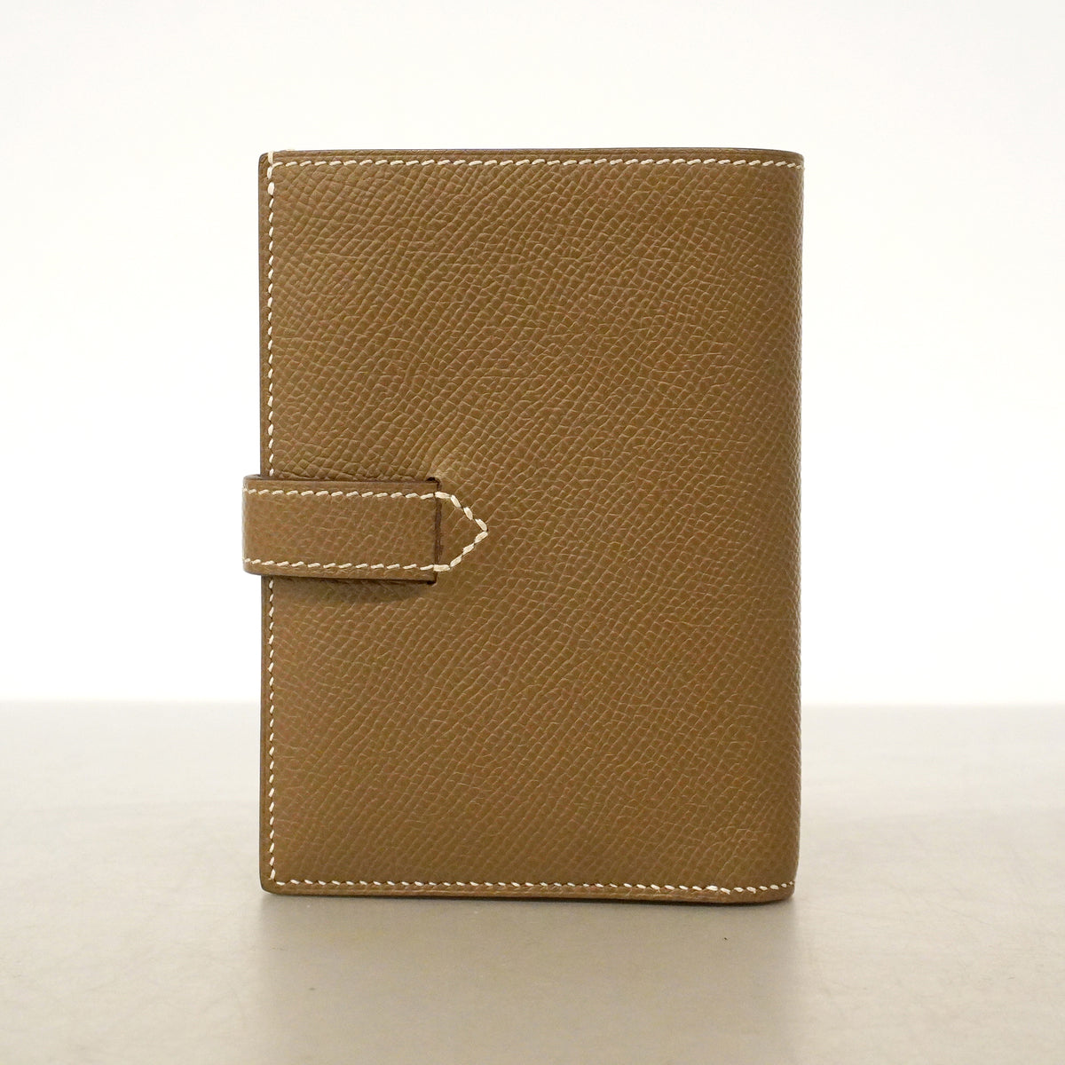【6ge5727】エルメス 財布 パッサンコンパクト ヴォーエプソン エトゥープ シルバー金具 W刻印【中古】レディース