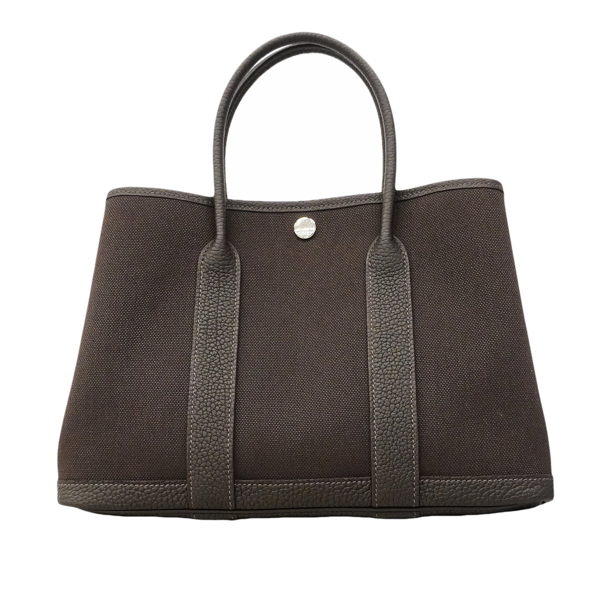 【6ge6251-h】エルメス トートバッグ ガーデンパーティTPM トワルミリタリー ベブラン シルバー金具 G刻印【中古】レディース