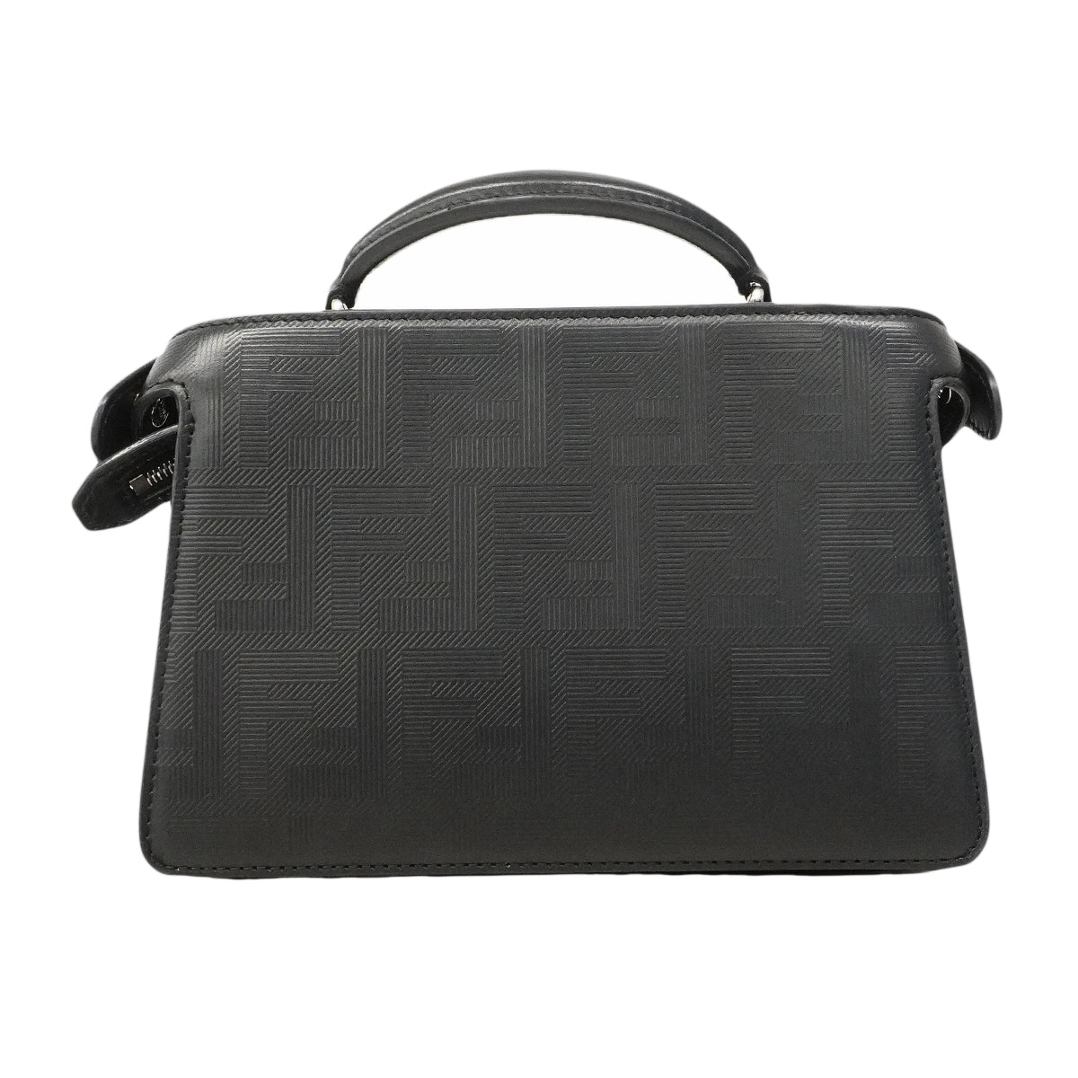 【6ge6252-e】フェンディ ハンドバッグ アイシーユーエックスクロス レザー ブラック シルバー金具 2wayバッグ【中古】メンズ