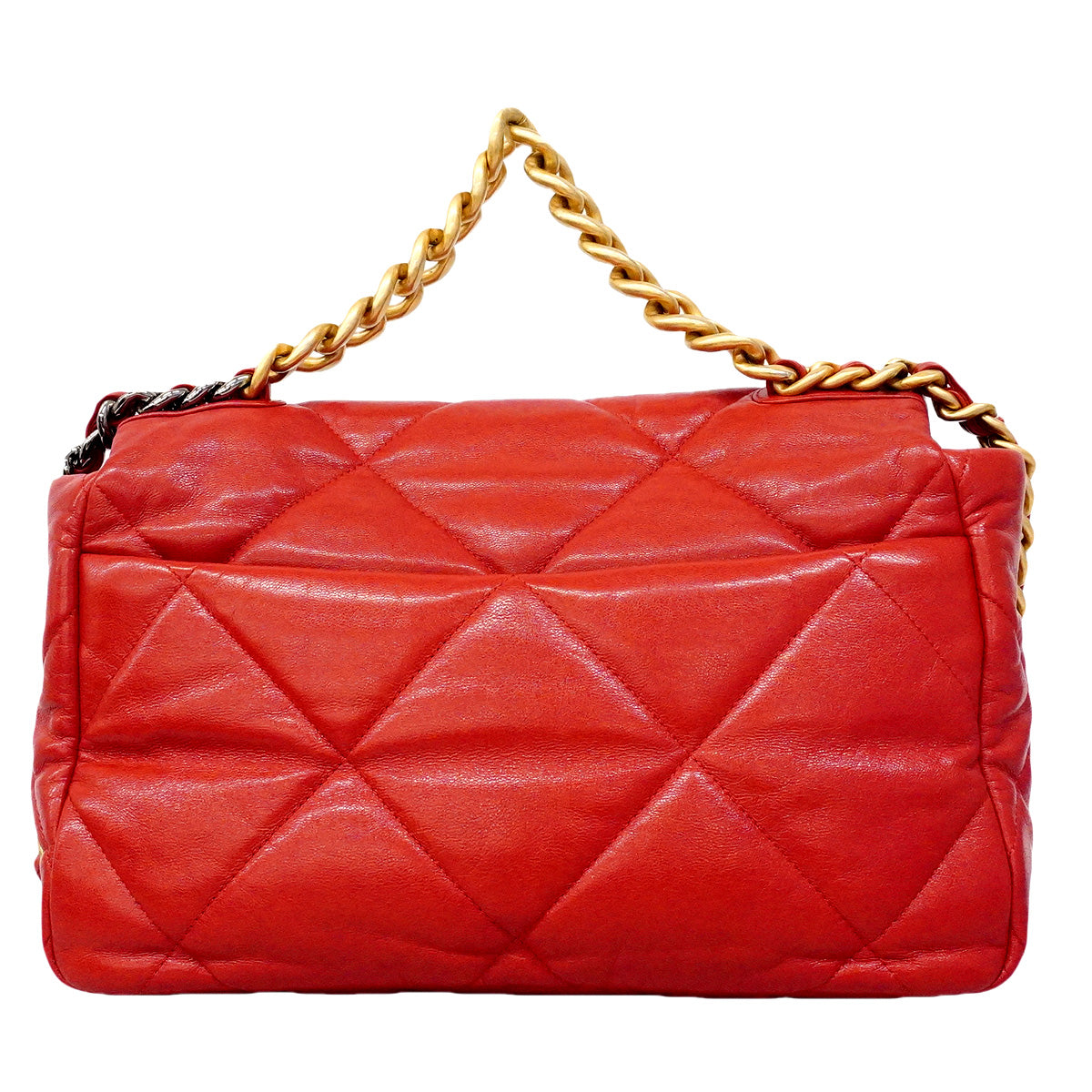 【6hb0157】シャネル ハンドバッグ チェーンショルダー シャネル19 レザー レッド ゴールド金具 2wayバッグ【中古】レディース