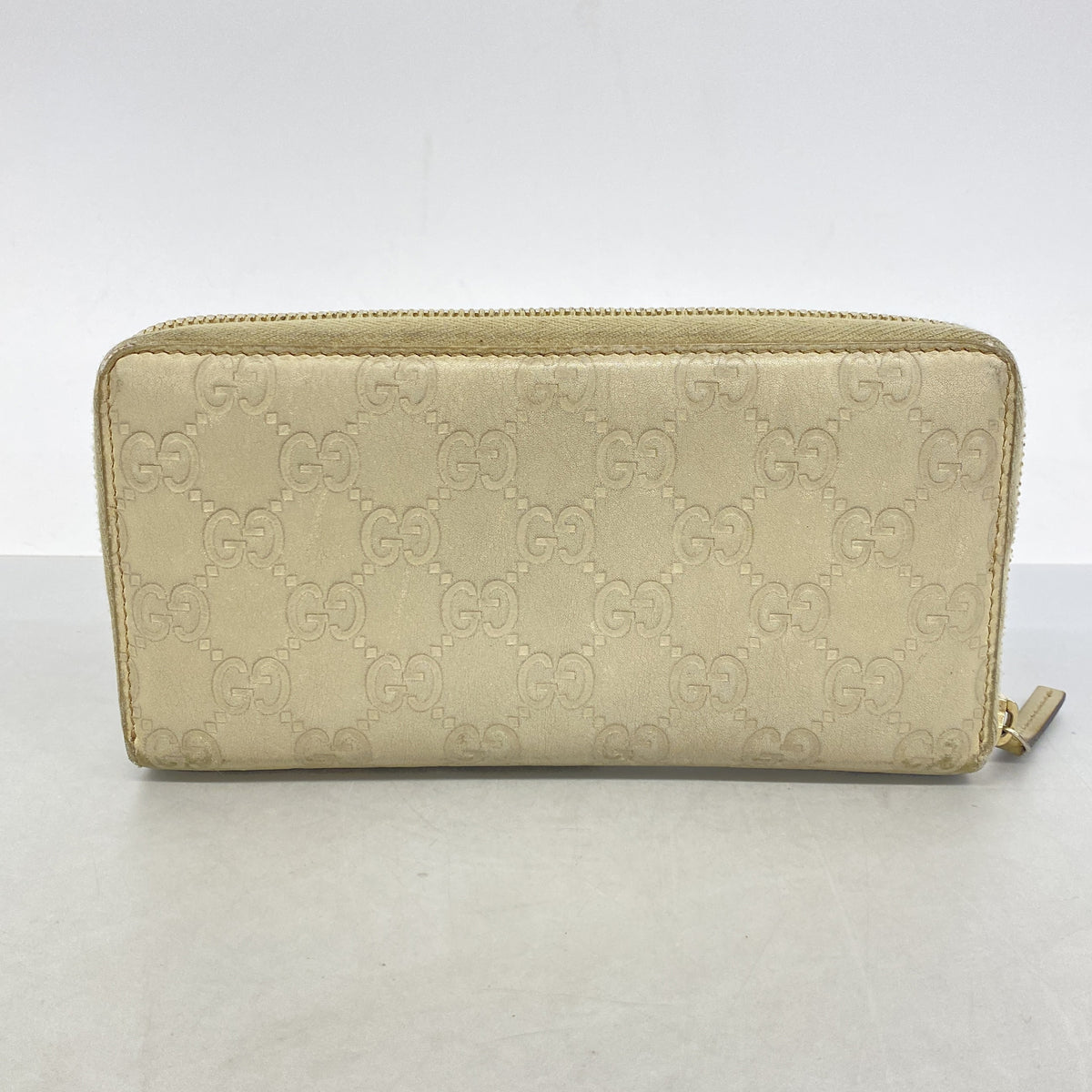 【6hb0367-k】グッチ 長財布 グッチシマ 112724 レザー ベージュ ゴールド金具【中古】レディース