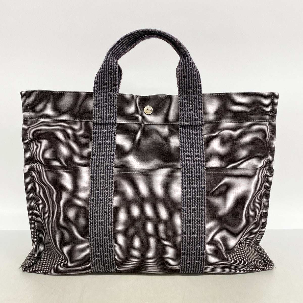 【6hb0687-k】エルメス トートバッグ エールラインMM ナイロン グレー シルバー金具【中古】レディース