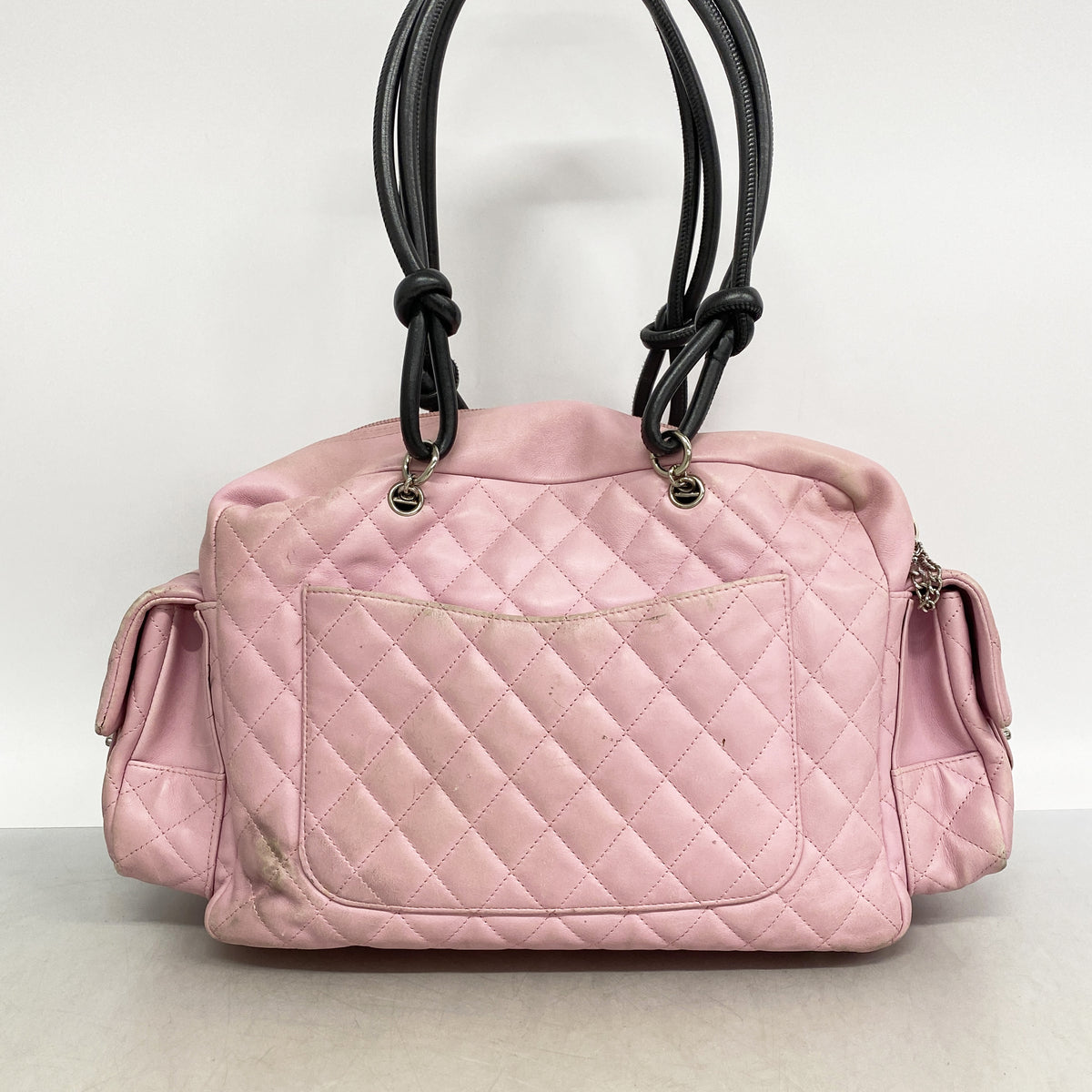 【6hc1573-k】シャネル トートバッグ カンボン マルチポケット ラムスキン ピンク シルバー金具【中古】レディース