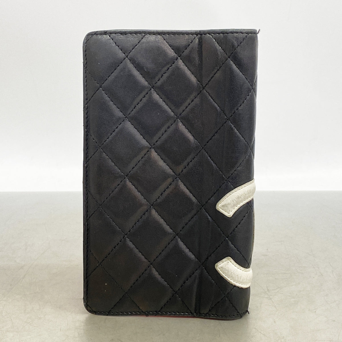 【6hc1577-k】シャネル 長財布 カンボン ラムスキン ブラック シルバー金具【中古】レディース