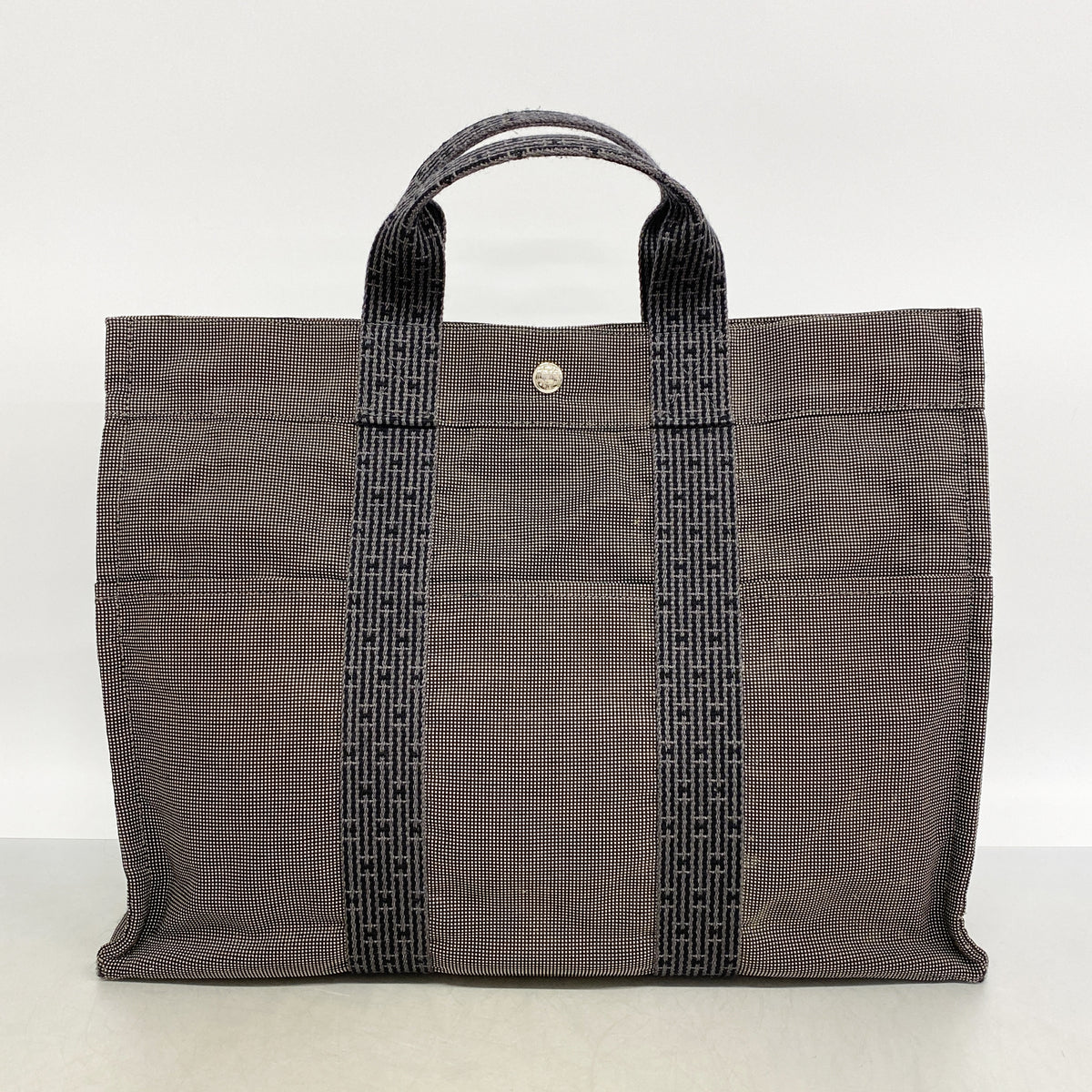 【6hc1666-k】エルメス トートバッグ エールラインMM キャンバス グレー シルバー金具【中古】メンズ レディース ユニセックス